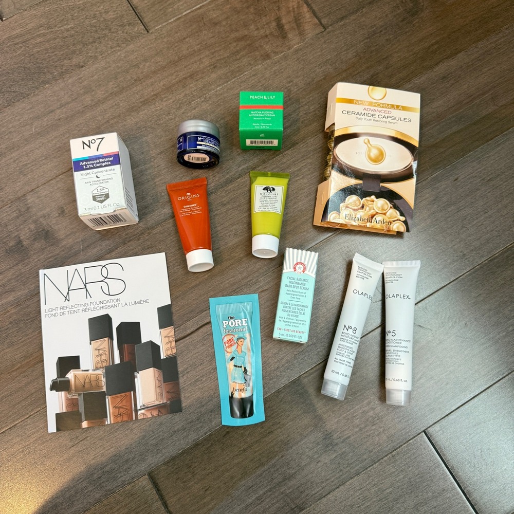 Beauty Skincare Sample Lot Olaplex Elizabeth Arden Origins NARS Benefit No7‎ NEW